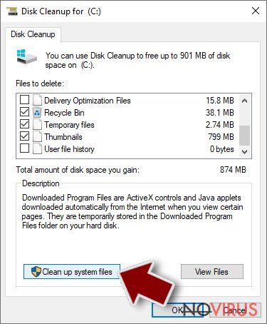 Choose the disk clean up