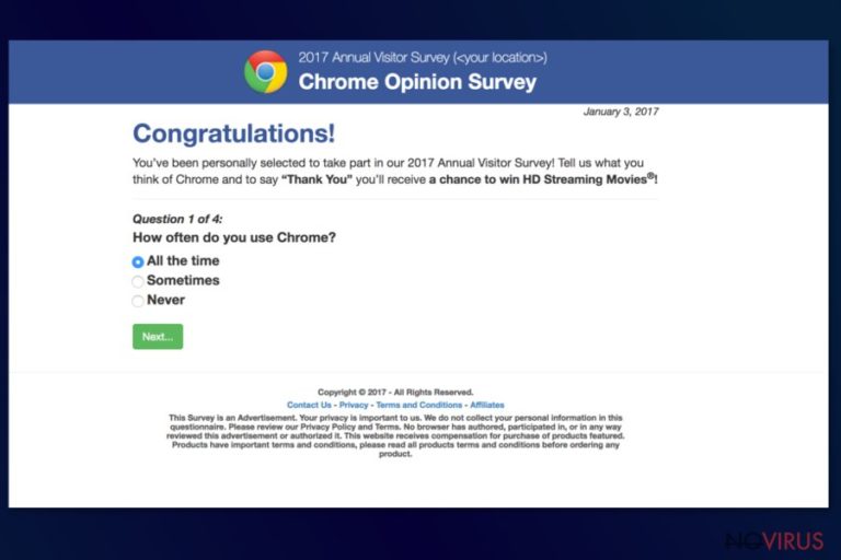 The example of Annual Visitor Survey on Chrome