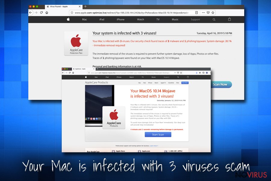 Your Mac is infected with 3 viruses
