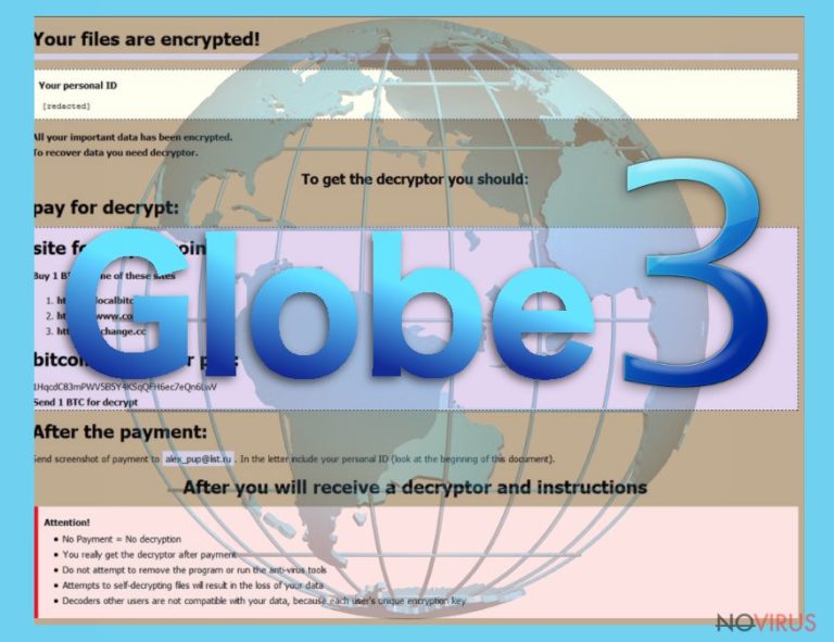 The illustration of Globe3 ransomware virus