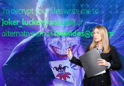 Image of message from joker_lucker@aol.com.wallet ransomware