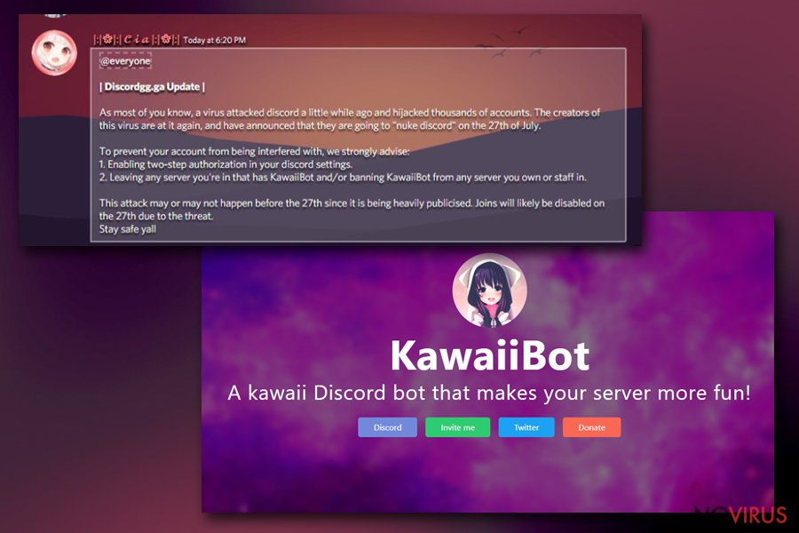 Discord virus examples Kawaiibot