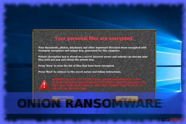 Screenshot of Onion ransomware